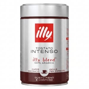 Illy Tostato Intenso Ground Coffee – Espresso Grind (100% Arabica, 250g)