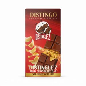 Distingo Distingle’z Premium Milk Chocolate Bar – Loaded with Crunchy Salted Potato Chips (140g)
