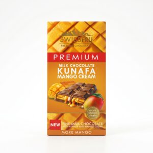 Swiss Fru Premium Milk Chocolate Bar – Crispy Kunafa & Tropical Mango Cream Filling (150g)