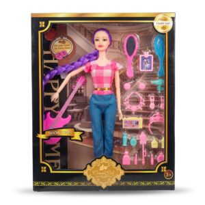Charm Girl "Show Time" Music & Fashion Doll Set with Pink Guitar & Accessories
