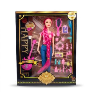 Charm Girl "Show Time" Music & Fashion Doll Set with Pink Hair & Guitar Accessories