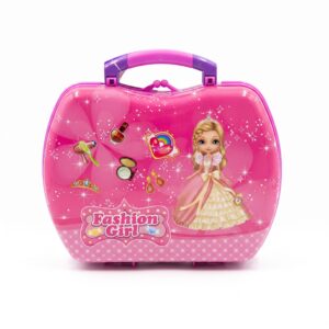 Fashion Girl Kids Mini Toy Vanity Case – Compact Portable Pink Princess Miniature Play Set for Girls