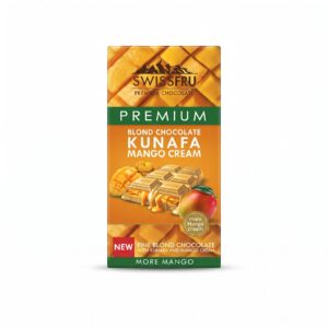 Swiss Fru Premium Blond Chocolate Bar – Crispy Kunafa & Tropical Mango Cream Filling (150g)