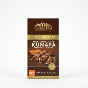 Swiss Fru Premium Milk Chocolate Bar – Crispy Kunafa & Velvety Chocolate Mousse Cream Filling (150g)