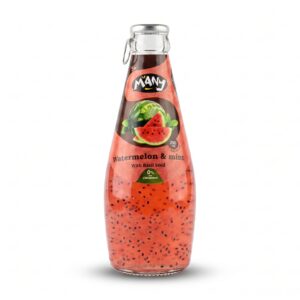 Many Watermelon & Mint Drink with Basil Seeds