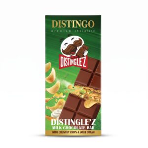 Distingo Distingle’z Premium Milk Chocolate Bar – Infused with Crunchy Chips & Sour Cream (195g)