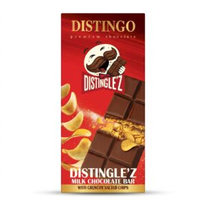 Distingo Distingle’z Premium Milk Chocolate Bar – Loaded with Crunchy Salted Potato Chips (195g)